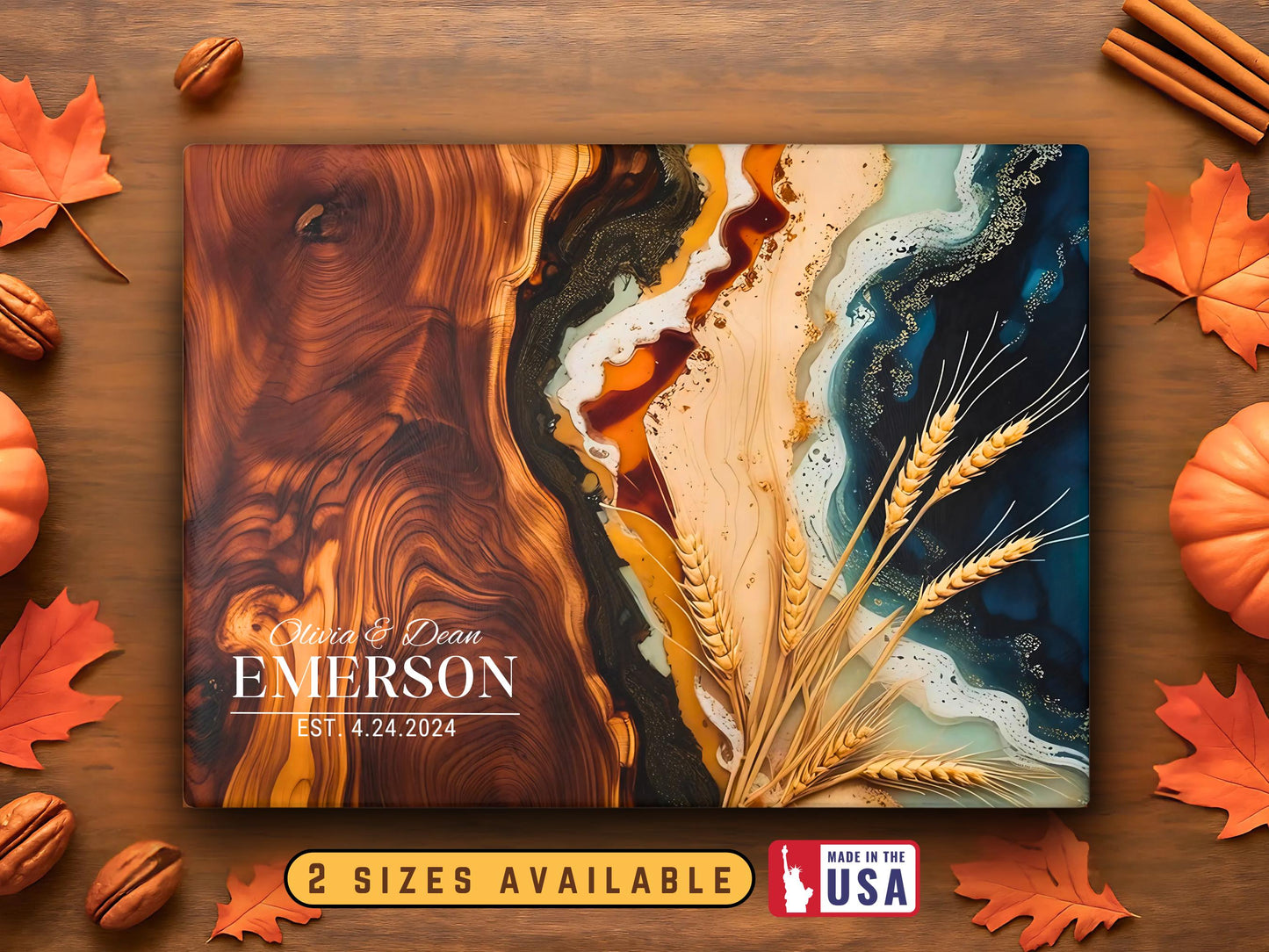 Personalized Glass Cutting Board, Custom Name & Date Wedding Or Anniversary Gift For Couples, Keepsake Kitchen Decor Chacuterie Serving Tray